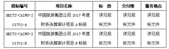 中國旅游集團公司 2017年度財務(wù)決算審計項目招標(biāo)公告